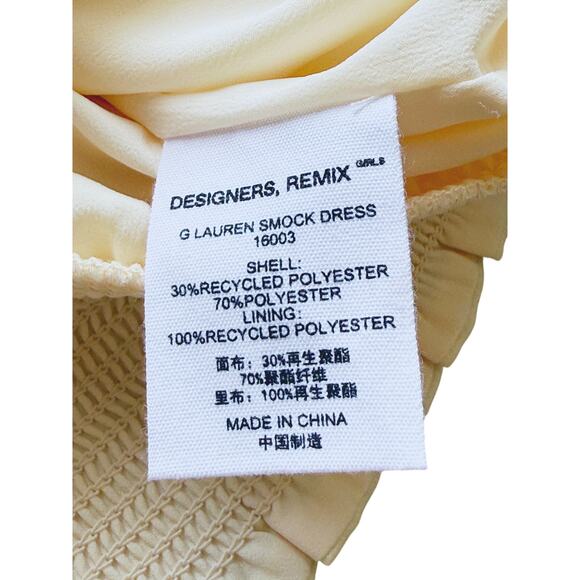 Designers Remix Girls Ruffled Cream Blouse Smocked Bodice Kids Size 12 Preppy - Picture 4 of 5